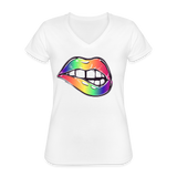 Klassisches Frauen-T-Shirt mit V-Ausschnitt - weiß
