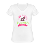 Klassisches Frauen-T-Shirt mit V-Ausschnitt - weiß