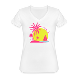 Klassisches Frauen-T-Shirt mit V-Ausschnitt - weiß
