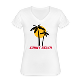 Klassisches Frauen-T-Shirt mit V-Ausschnitt - weiß