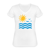 Klassisches Frauen-T-Shirt mit V-Ausschnitt - weiß