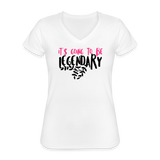 Klassisches Frauen-T-Shirt mit V-Ausschnitt - weiß