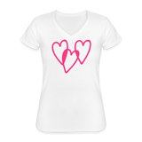 Klassisches Frauen-T-Shirt mit V-Ausschnitt - weiß