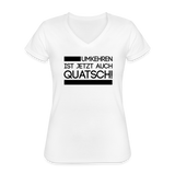 Klassisches Frauen-T-Shirt mit V-Ausschnitt - weiß